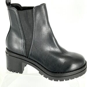 MIA‎ Size 9.5 Black Faux Leather Platform Chelsea Boots NEW ADEA $60